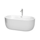 Wyndham Juliette 60" Soaking Bathtub In White Polished Chrome Trim And Polished Chrome Floor Mounted Faucet WCOBT101360ATP11PC