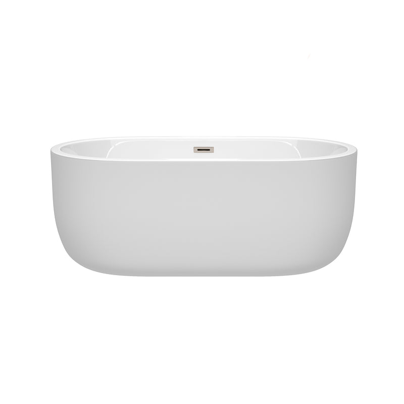 Wyndham Juliette 60" Soaking Bathtub in White with Brushed Nickel Trim WCOBT101360BNTRIM