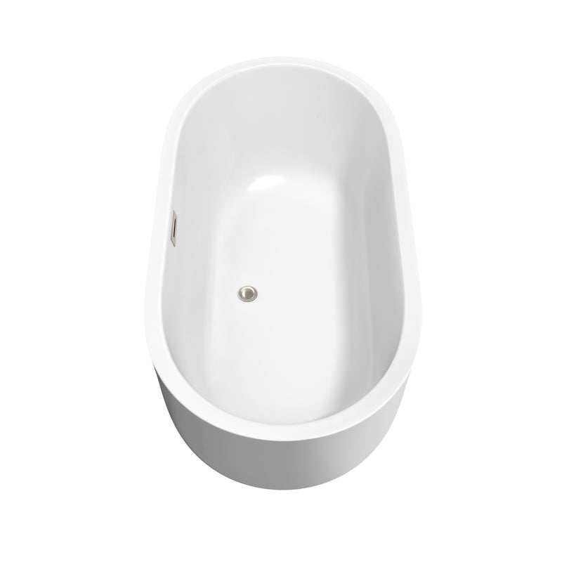 Wyndham Juliette 60" Soaking Bathtub in White Brushed Nickel Trim and Brushed Nickel Mounted Faucet WCOBT101360ATP11BN