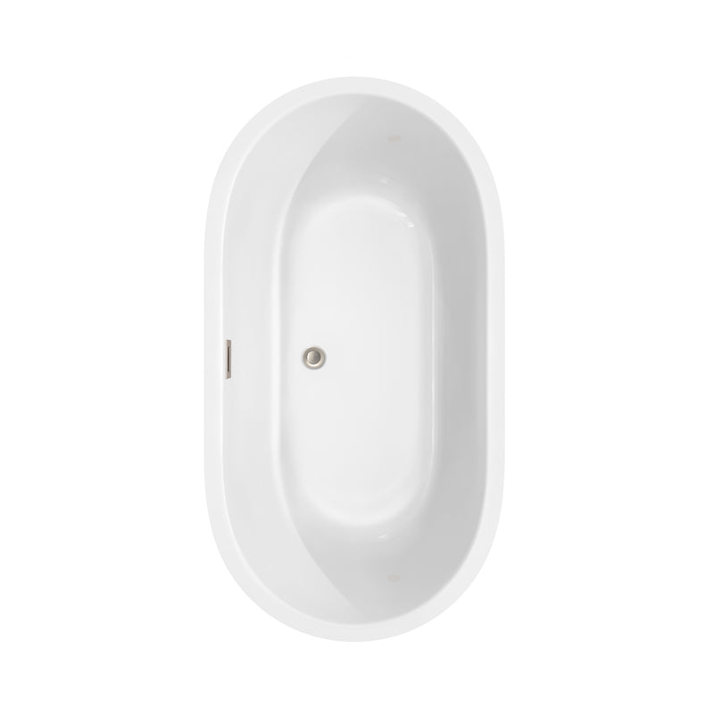 Wyndham Juliette 60" Soaking Bathtub in White with Brushed Nickel Trim WCOBT101360BNTRIM