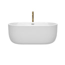 Wyndham Juliette 60" Soaking Bathtub in White with Polished Chrome Trim and Floor Mounted Faucet in Brushed Gold WCOBT101360PCATPGD