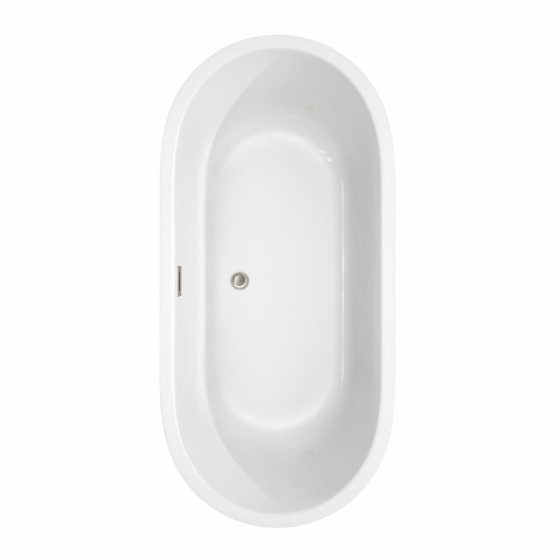 Wyndham Juliette 67" Soaking Bathtub in White with Brushed Nickel Trim WCOBT101367BNTRIM