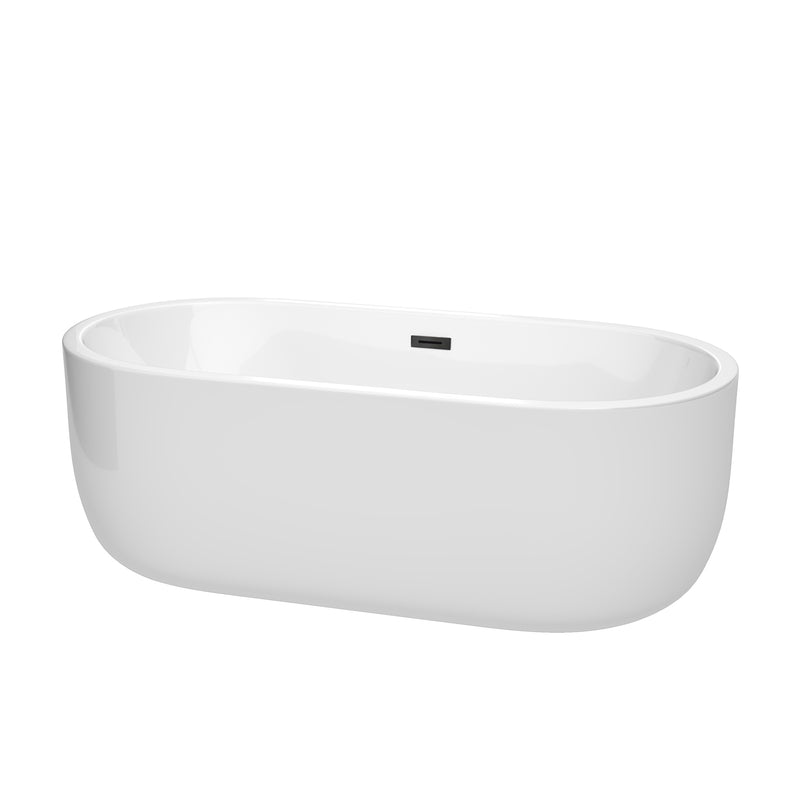 Wyndham Juliette 67" Soaking Bathtub In White With Matte Black Trim WCOBT101367MBTRIM