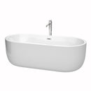 Wyndham Juliette 71" Soaking Bathtub In White Polished Chrome Trim And Polished Chrome Floor Mounted Faucet WCOBT101371ATP11PC