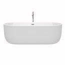 Wyndham Juliette 71" Soaking Bathtub in White Polished Chrome Trim and Polished Chrome Floor Mounted Faucet WCOBT101371ATP11PC