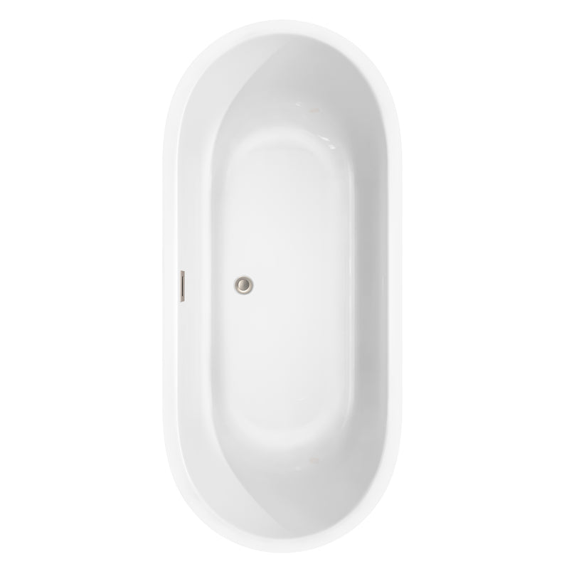 Wyndham Juliette 71" Soaking Bathtub in White with Brushed Nickel Trim WCOBT101371BNTRIM