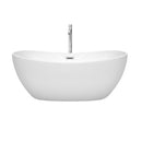 Wyndham Rebecca 60" Soaking Bathtub in White Polished Chrome Trim and Polished Chrome Floor Mounted Faucet WCOBT101460ATP11PC