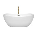 Wyndham Rebecca 60" Soaking Bathtub in White with Polished Chrome Trim and Floor Mounted Faucet in Brushed Gold WCOBT101460PCATPGD