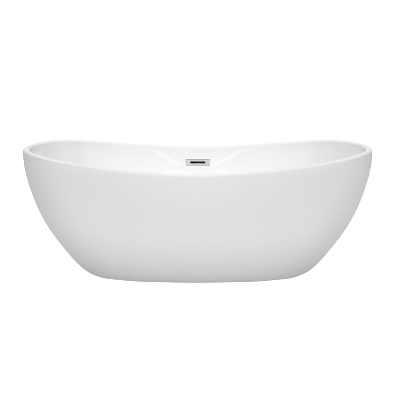 Wyndham Rebecca 65" Soaking Bathtub in White with Polished Chrome Trim WCOBT101465