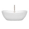 Wyndham Rebecca 65" Soaking Bathtub in White Brushed Nickel Trim and Brushed Nickel Mounted Faucet WCOBT101465ATP11BN