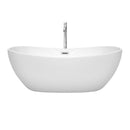 Wyndham Rebecca 65" Soaking Bathtub in White Polished Chrome Trim and Polished Chrome Floor Mounted Faucet WCOBT101465ATP11PC