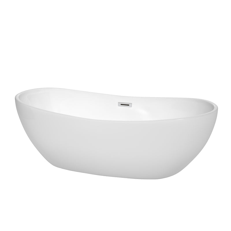 Wyndham Rebecca 70" Soaking Bathtub In White With Polished Chrome Trim WCOBT101470