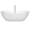 Wyndham Rebecca 70" Soaking Bathtub in White Brushed Nickel Trim and Brushed Nickel Mounted Faucet WCOBT101470ATP11BN