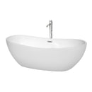 Wyndham Rebecca 70" Soaking Bathtub In White Polished Chrome Trim And Polished Chrome Floor Mounted Faucet WCOBT101470ATP11PC