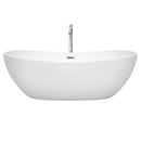 Wyndham Rebecca 70" Soaking Bathtub in White Polished Chrome Trim and Polished Chrome Floor Mounted Faucet WCOBT101470ATP11PC