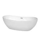 Wyndham Rebecca 70" Soaking Bathtub In White With Brushed Nickel Trim WCOBT101470BNTRIM