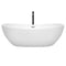 Wyndham Rebecca 70" Soaking Bathtub in White with Polished Chrome Trim and Floor Mounted Faucet in Matte Black WCOBT101470PCATPBK