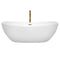 Wyndham Rebecca 70" Soaking Bathtub in White with Polished Chrome Trim and Floor Mounted Faucet in Brushed Gold WCOBT101470PCATPGD