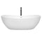 Wyndham Rebecca 70" Soaking Bathtub in White with Shiny White Trim and Floor Mounted Faucet in Matte Black WCOBT101470SWATPBK