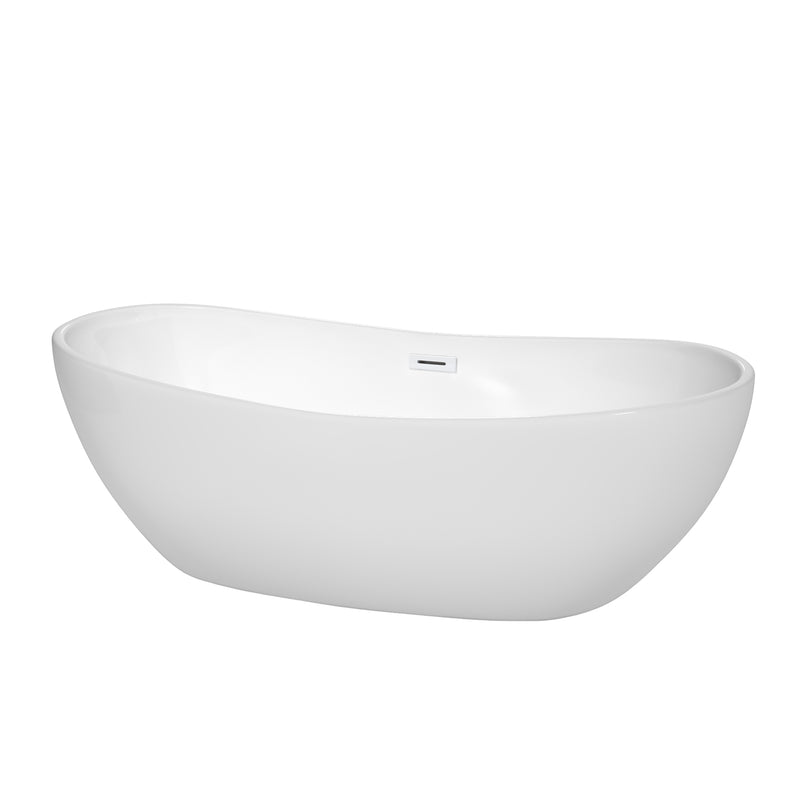 Wyndham Rebecca 70" Soaking Bathtub In White With Shiny White Trim WCOBT101470SWTRIM