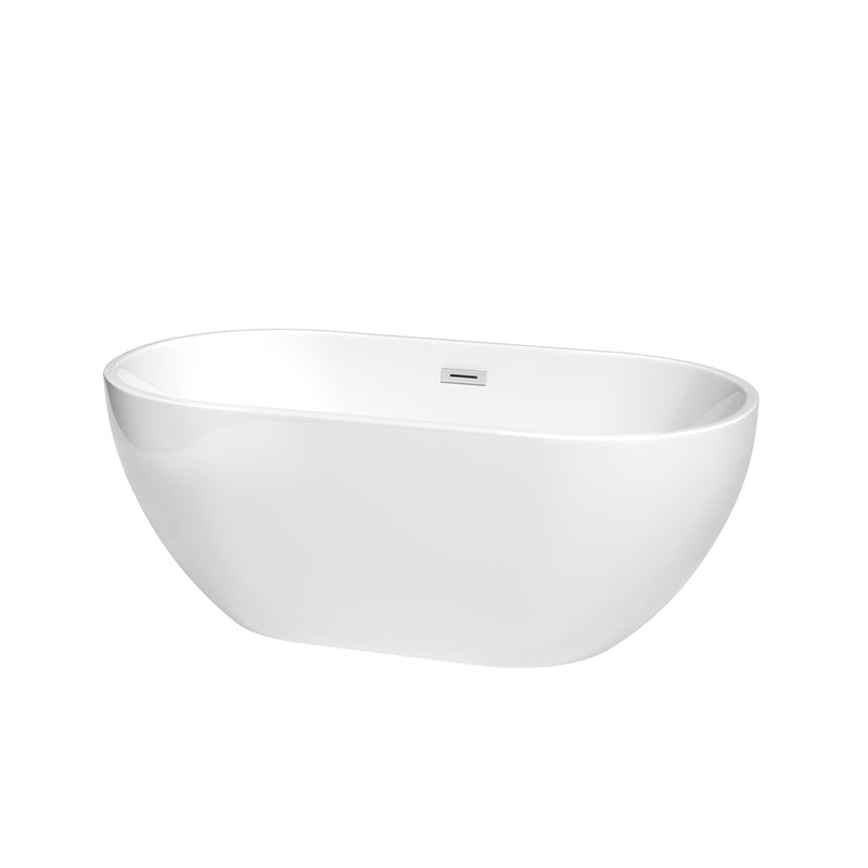 Wyndham Brooklyn 60" Soaking Bathtub In White With Polished Chrome Drain And Overflow Trim WCOBT200060