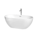 Wyndham Brooklyn 60" Soaking Bathtub In White With Floor Mounted Faucet Drain And Overflow Trim In Polished Chrome WCOBT200060ATP11PC