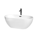 Wyndham Brooklyn 60" Soaking Bathtub In White With Floor Mounted Faucet Drain And Overflow Trim In Matte Black WCOBT200060MBATPBK