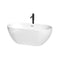 Wyndham Brooklyn 60" Soaking Bathtub In White With Polished Chrome Trim And Floor Mounted Faucet In Matte Black WCOBT200060PCATPBK