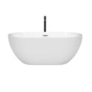 Wyndham Brooklyn 60" Soaking Bathtub in White with Polished Chrome Trim and Floor Mounted Faucet in Matte Black WCOBT200060PCATPBK