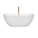 Wyndham Brooklyn 60" Soaking Bathtub in White with Polished Chrome Trim and Floor Mounted Faucet in Brushed Gold WCOBT200060PCATPGD