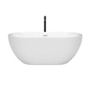 Wyndham Brooklyn 60" Soaking Bathtub in White with Shiny White Trim and Floor Mounted Faucet in Matte Black WCOBT200060SWATPBK