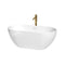 Wyndham Brooklyn 60" Soaking Bathtub In White With Shiny White Trim And Floor Mounted Faucet In Brushed Gold WCOBT200060SWATPGD