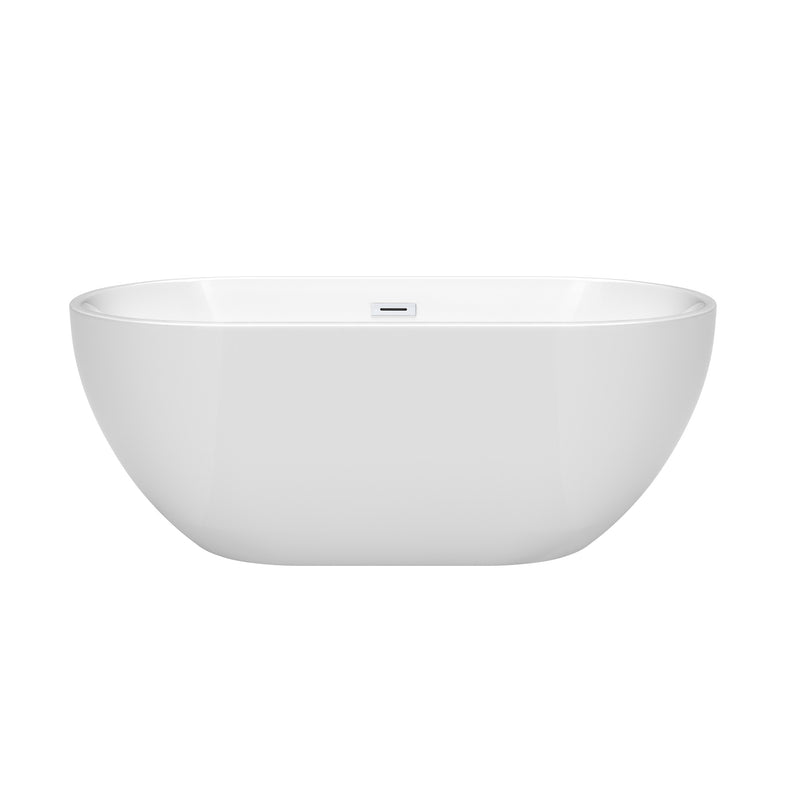 Wyndham Brooklyn 60" Soaking Bathtub in White with Shiny White Drain and Overflow Trim WCOBT200060SWTRIM