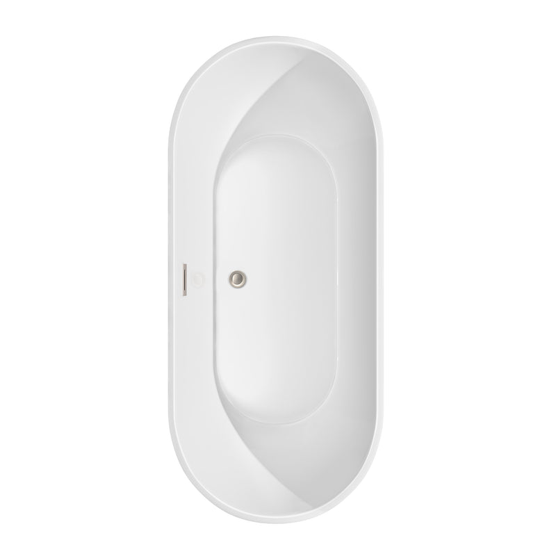 Wyndham Brooklyn 67" Soaking Bathtub in White with Brushed Nickel Drain and Overflow Trim WCOBT200067BNTRIM