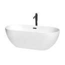 Wyndham Brooklyn 67" Soaking Bathtub In White With Floor Mounted Faucet Drain And Overflow Trim In Matte Black WCOBT200067MBATPBK
