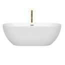 Wyndham Brooklyn 67" Soaking Bathtub in White with Polished Chrome Trim and Floor Mounted Faucet in Brushed Gold WCOBT200067PCATPGD