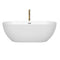 Wyndham Brooklyn 67" Soaking Bathtub in White with Polished Chrome Trim and Floor Mounted Faucet in Brushed Gold WCOBT200067PCATPGD
