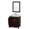 Wyndham Sheffield 30" Single Bathroom Vanity In Espresso with White Carrara Marble Countertop Undermount Oval Sink and 24" Mirror WCS141430SESCMUNOM24