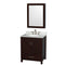 Wyndham Sheffield 30" Single Bathroom Vanity In Espresso With White Carrara Marble Countertop Undermount Oval Sink And Medicine Cabinet WCS141430SESCMUNOMED