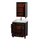 Wyndham Sheffield 30" Single Bathroom Vanity In Espresso with White Carrara Marble Countertop Undermount Square Sink and Medicine Cabinet WCS141430SESCMUNSMED