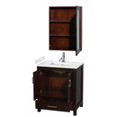 Wyndham Sheffield 30" Single Bathroom Vanity In Espresso with White Cultured Marble Countertop Undermount Square Sink and Medicine Cabinet WCS141430SESWCUNSMED