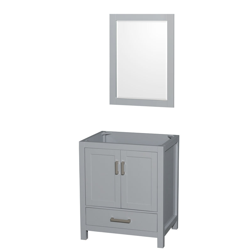 Wyndham Sheffield 30" Single Bathroom Vanity In Gray With No Countertop No Sink And 24" Mirror WCS141430SGYCXSXXM24