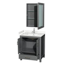 Wyndham Sheffield 30" Single Bathroom Vanity In Dark Gray with Carrara Cultured Marble Countertop Undermount Square Sink and Medicine Cabinet WCS141430SKGC2UNSMED