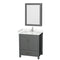 Wyndham Sheffield 30" Single Bathroom Vanity In Dark Gray With Carrara Cultured Marble Countertop Undermount Square Sink And Medicine Cabinet WCS141430SKGC2UNSMED