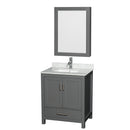 Wyndham Sheffield 30" Single Bathroom Vanity In Dark Gray With White Carrara Marble Countertop Undermount Square Sink And Medicine Cabinet WCS141430SKGCMUNSMED