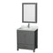 Wyndham Sheffield 30" Single Bathroom Vanity In Dark Gray With White Carrara Marble Countertop Undermount Square Sink And Medicine Cabinet WCS141430SKGCMUNSMED