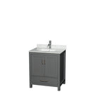 Wyndham Sheffield 30" Single Bathroom Vanity In Dark Gray With White Carrara Marble Countertop Undermount Square Sink And No Mirror WCS141430SKGCMUNSMXX