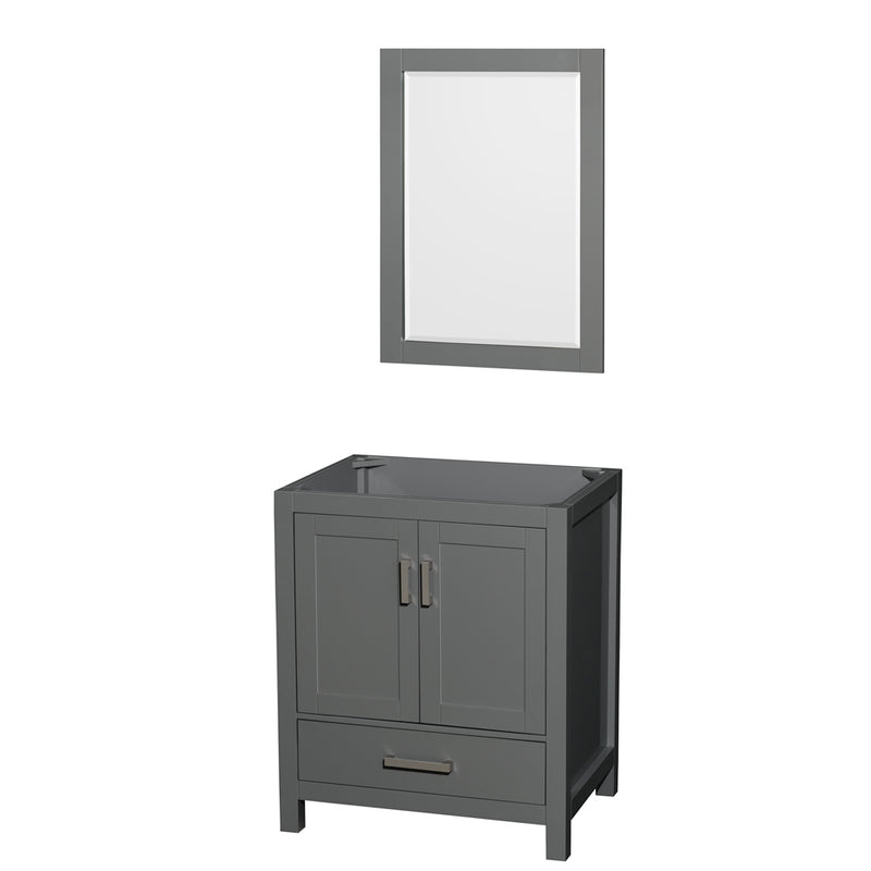 Wyndham Sheffield 30" Single Bathroom Vanity In Dark Gray With No Countertop No Sink And 24" Mirror WCS141430SKGCXSXXM24