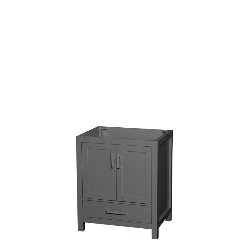 Wyndham Sheffield 30" Single Bathroom Vanity In Dark Gray With No Countertop No Sink And No Mirror WCS141430SKGCXSXXMXX