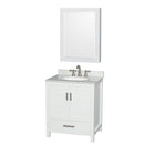 Wyndham Sheffield 30" Single Bathroom Vanity In White With White Carrara Marble Countertop Undermount Oval Sink And Medicine Cabinet WCS141430SWHCMUNOMED